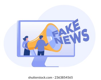 Fake news illustration, information, social media news, hoax, propaganda, flat vector banner for landing page website