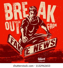 Fake News Illustration. Motivational Quote Vector Poster Design