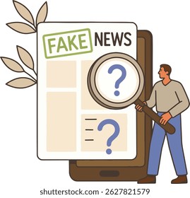 Fake News Investigation Vector Illustration.
