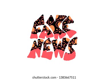 Fake news lettering isolated. Banner design template with stylized phrase. Vector color illustration.