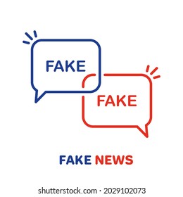 Fake News Line Icon. Disinformation Concept. Hoax, Fake, False with Speech Bubble Linear Pictogram. Message with Misinformation Outline Icon. Editable Stroke. Isolated Vector Illustration.