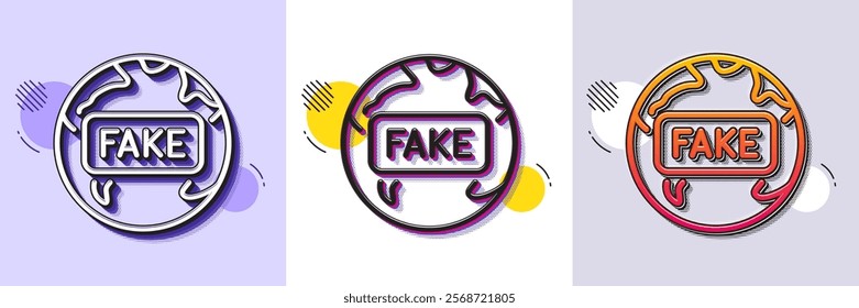 Fake news line icon. Halftone dotted pattern. Gradient icon with grain shadow. Internet propaganda sign. Wrong truth symbol. Line fake news icon. Various designs. Vector