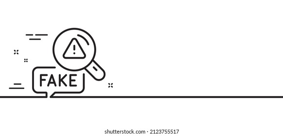 Fake news line icon. Propaganda conspiracy sign. Check wrong truth symbol. Minimal line illustration background. Fake news line icon pattern banner. White web template concept. Vector