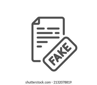 Fake News Line Icon. Propaganda Conspiracy Document Sign. Wrong Truth Symbol. Quality Design Element. Linear Style Fake News Icon. Editable Stroke. Vector