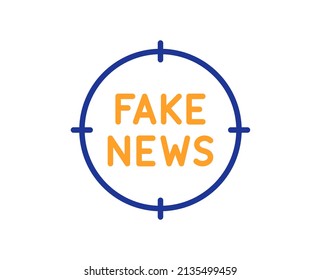 Fake news line icon. Propaganda conspiracy target sign. Wrong truth symbol. Colorful thin line outline concept. Linear style fake news icon. Editable stroke. Vector