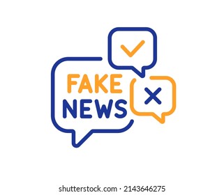 Fake news line icon. Propaganda conspiracy chat sign. Wrong truth symbol. Colorful thin line outline concept. Linear style fake news icon. Editable stroke. Vector