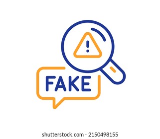 Fake news line icon. Propaganda conspiracy sign. Check wrong truth symbol. Colorful thin line outline concept. Linear style fake news icon. Editable stroke. Vector