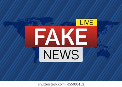 Fake news live banner on worldmap. Business technology world news background. Vector Illustration.