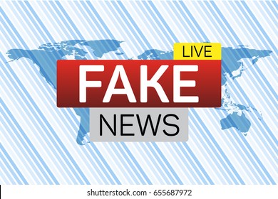 Fake news live banner on worldmap. Business technology world news background. Vector Illustration.