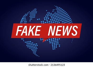 Fake News Live on World Globe Background. Business Technology Online Scam Fraud Hacker False Fake News Background. Misinformation Vector Illustration.