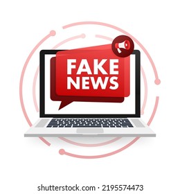 Fake news megaphone, electronic internet fraud. Vector illustration.