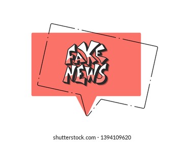 Fake news message with speech bubble. Banner design template with stylized phrase. Vector color illustration.