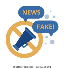Fake news or misinformation. A megaphone spreads fake news. Vector illustration for anti-disinformation campaigns or initiatives