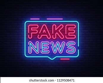 Fake News neon sign vector. Breaking News Design template neon sign, light banner, neon signboard, nightly bright advertising, light inscription. Vector illustration