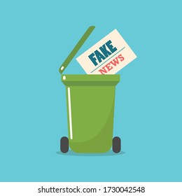 Fake News newspaper in bin. Vector illustration