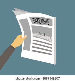 Fake News Newspaper Reading Illustration Flat Stock Vector (Royalty ...