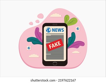 Fake news on handphone vector illustration