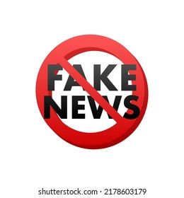 Fake news on stop sign, electronic internet fraud. Vector illustration.