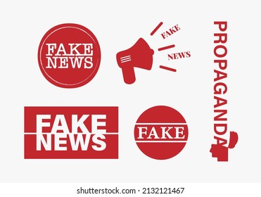 Fake news, propaganda, megaphone icon. Red vector graphics isolated on white background.