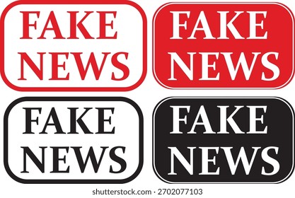 Etiquetas rectangulares de Noticias falsa para campañas de precaución y concienciación de los medios
