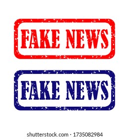 Fake news red grunge stamp illustration on white background
