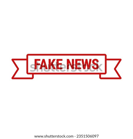 Fake News In Red Line Rectangle Ribbon Shape For Hoax Information
