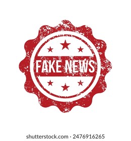 fake news - red rubber stamp - vector illustration