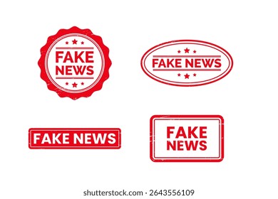 Fake News red rubber stamp with dusty grunge effect symbolizing fraud, propaganda and disinformation
