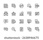 Fake News related vector linear icons set. Contains such icons as facts, propaganda, clickbait, rumors, internet hoax and more. Isolated fake news related icons collection on white background.