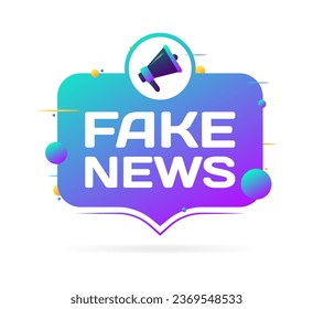 Fake news sign. Flat, purple, megaphone in a circle, fake news sign. Vector icon