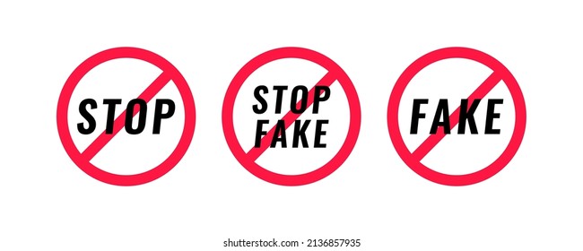 Fake news stamp design. Stop fake news on tv and social media. Stop fake and disinformation. Vector illustration.