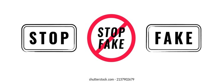 Fake news stamp design. Stop fake news on tv and social media. Stop fake and disinformation. Vector illustration.