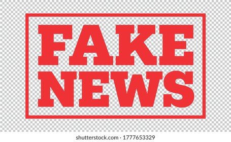 Fake News Stamp in red Color on checked transparent background. Vector illustration. Eps 10 vector file.