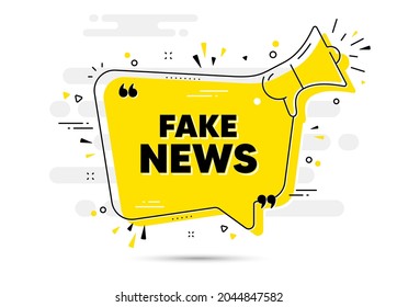 Fake news text. Alert megaphone chat bubble banner. Media newspaper sign. Daily information symbol. Fake news chat message loudspeaker. Alert megaphone background. Vector - Shutterstock ID 2044847582