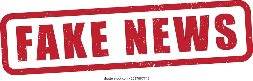fake news text with a rubber stamp effect, distressed grunge texture, misinformation, propaganda, hoax, disinformation, lie, transparent background, red grunge rubber stamp, isolated vector