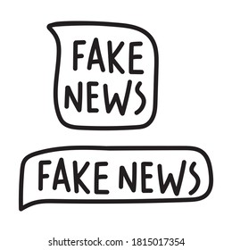 Fake news. Two speech bubbles. Illustrations on white background.