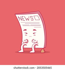 Ilustración vectorial de carácter de periódico falso. Noticias, información, concepto de diseño divertido.