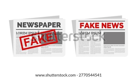 Fake Newspaper template isolated on white background. Media literacy concept for fact checking. Vector stock