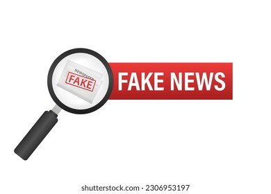 Fake newspaper template. Fake news. Newspaper template with fake world news, economy, business. Magnifying. Daily news. Check the truth and don't share fake news. Vector illustration