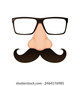 Fake nose and glasses mask vector, Disguise glasses, nose and mustache.