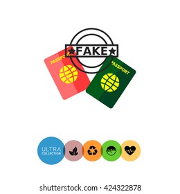 Fake passports flat icon