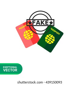 Fake passports flat icon