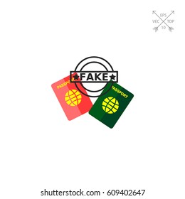 Fake passports flat icon