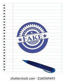 Efecto falso de la pluma. Tinta azul. Ilustración vectorial. Detallado. 
