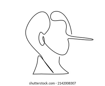 A fake person's nose grows like Pinocchio