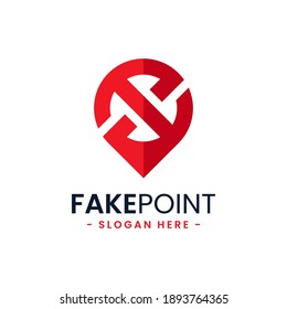 Fake point logo design template. Initial letter x and point icon vector combination. Creative letter x for location symbol concept.