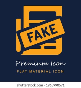 Fake premium material ui ux isolated vector icon in navy blue and orange colors