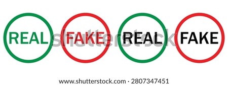 Fake and Real Icon Set – Outline, Solid Glyph and Line Vector Authenticity Verification Symbols Isolated on Transparent Background