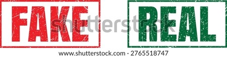 Fake and Real Stamp Red and Green Grunge Rubber Seal