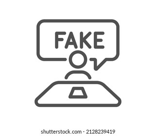 Fake review line icon. Social propaganda sign. Wrong truth symbol. Quality design element. Linear style fake review icon. Editable stroke. Vector